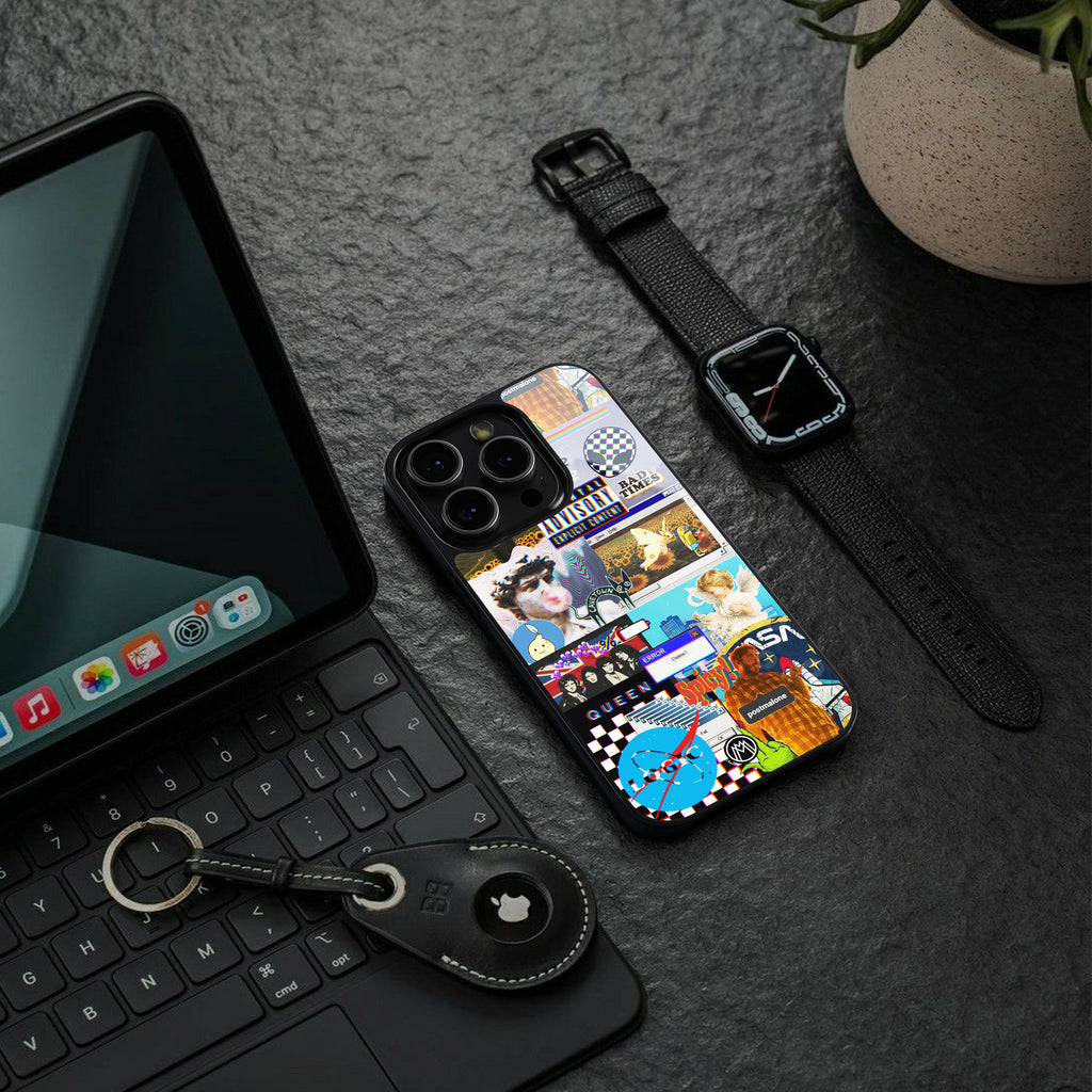y2k collage aesthetic back phone cover | glass case for iphone 16 pro max