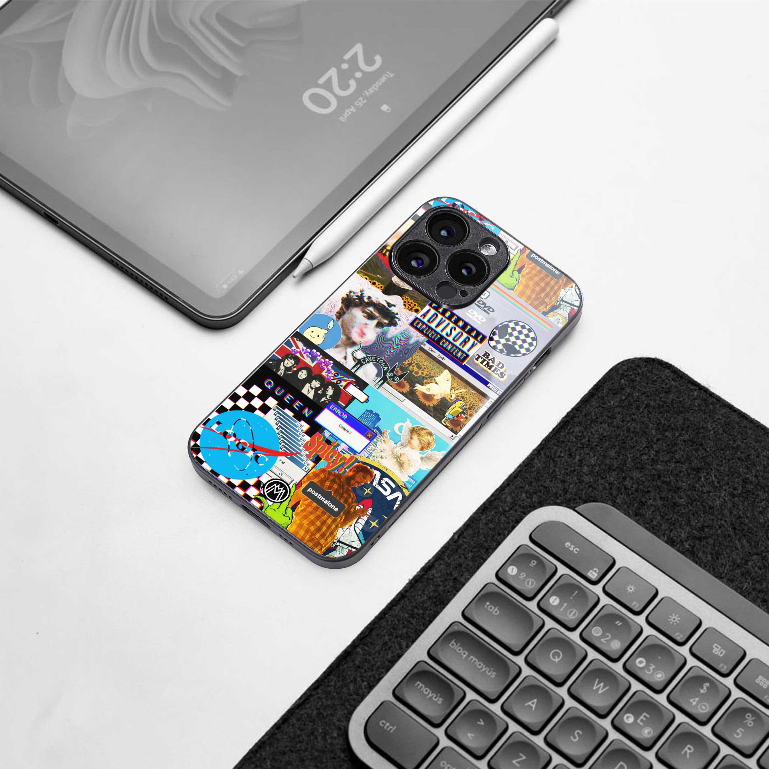 y2k collage aesthetic back phone cover | glass case for iphone 13