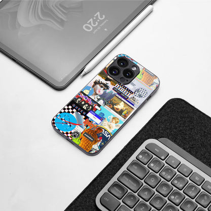 y2k collage aesthetic back phone cover | glass case for iphone 15 pro