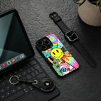 y2k doodle back phone cover | glass case for iphone 15 plus