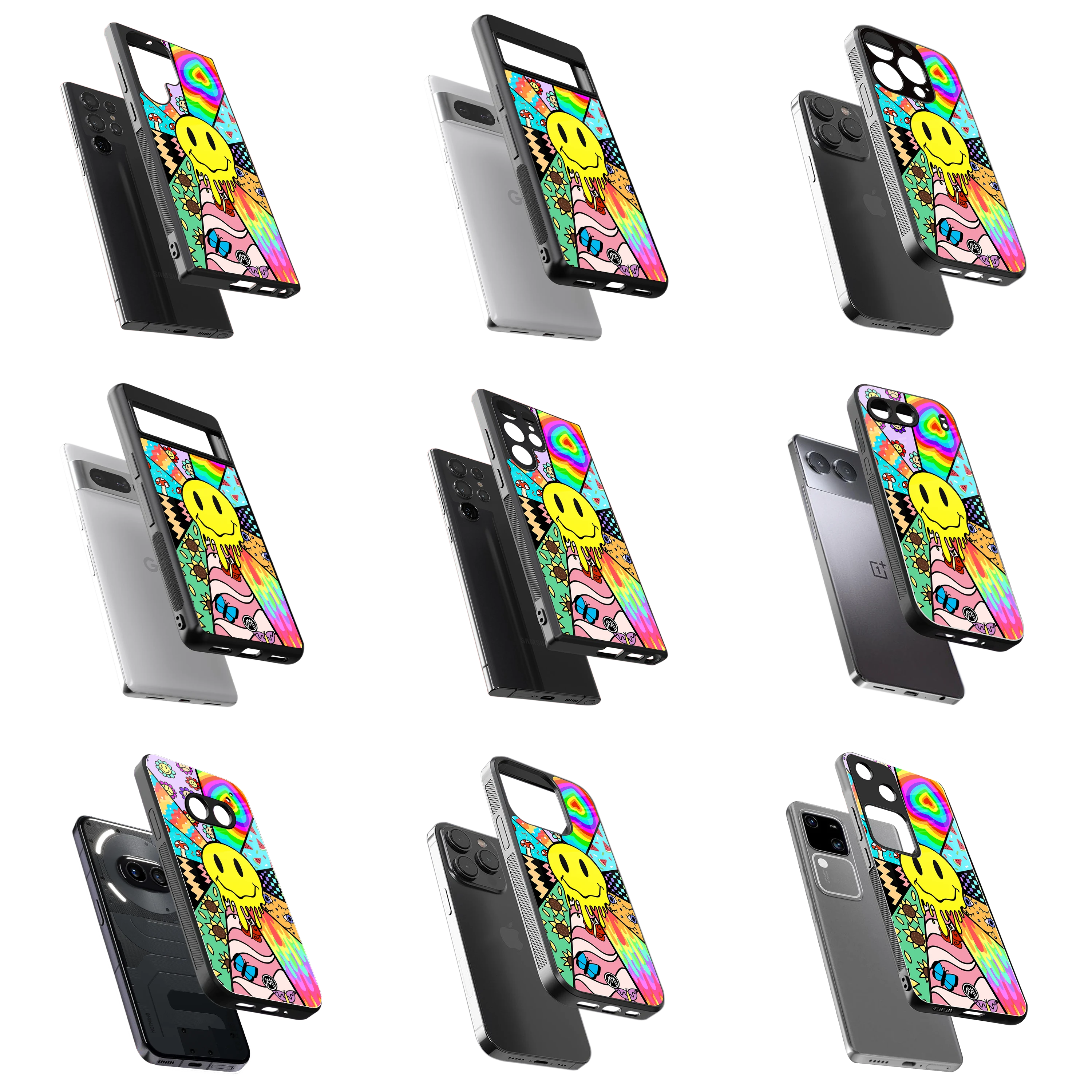 Durable Glass Back Mobile Case for iPhone, Samsung, OnePlus, Google Pixel, Redmi, Vivo, Oppo