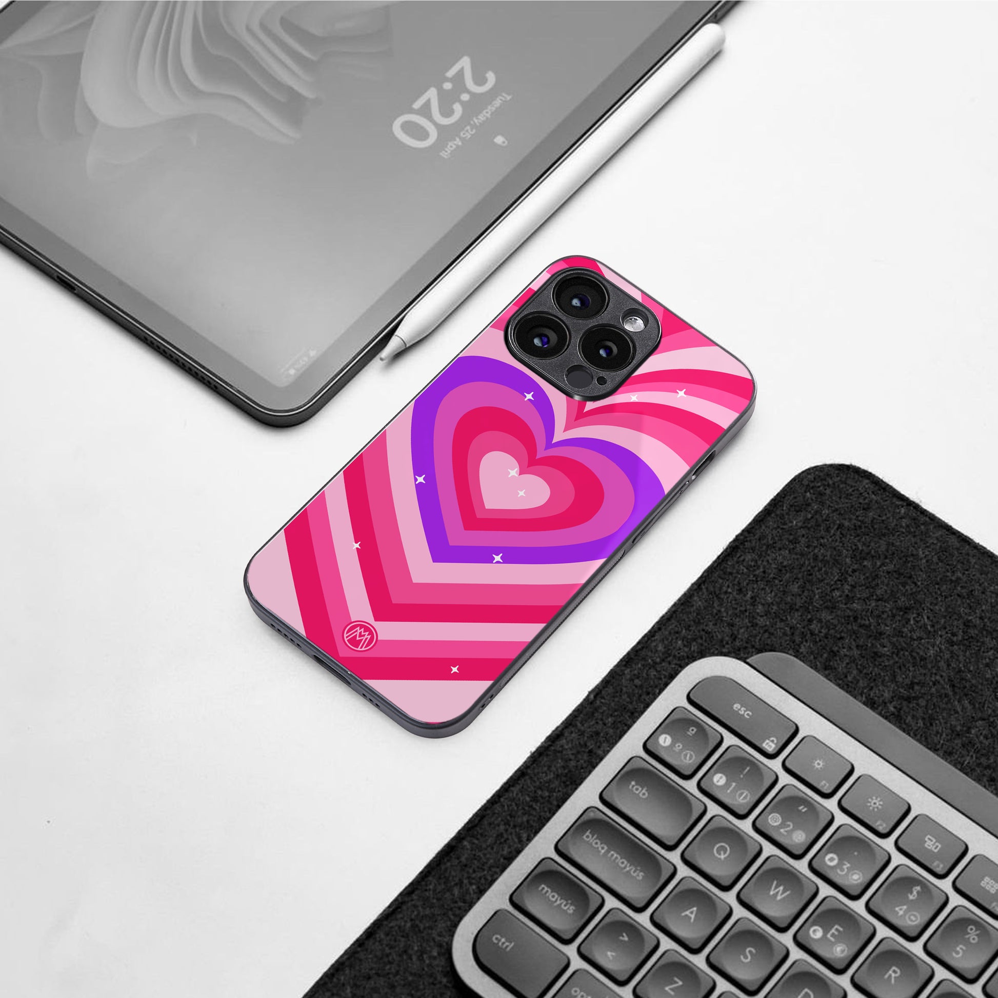 y2k pink hearts berrybomb edition back phone cover | glass case for google pixel 8 pro