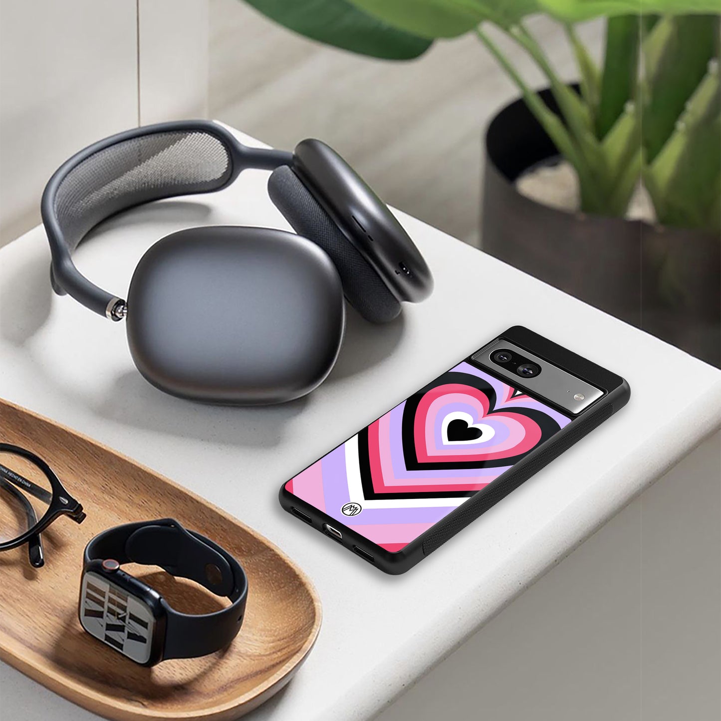 y2k pink hearts bubblegum edition back phone cover | glass case for Google Pixel 8