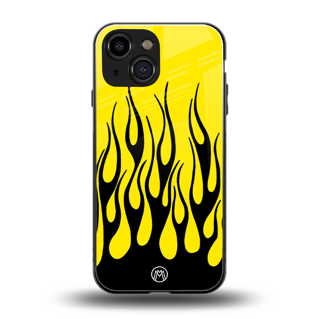 y2k black flames back phone cover | glass case for iphone 13 mini