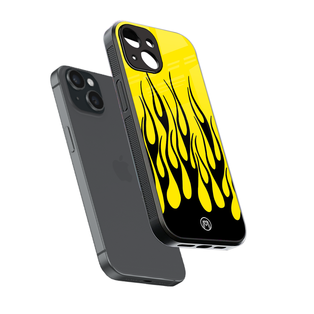 y2k black flames back phone cover | glass case for iphone 13