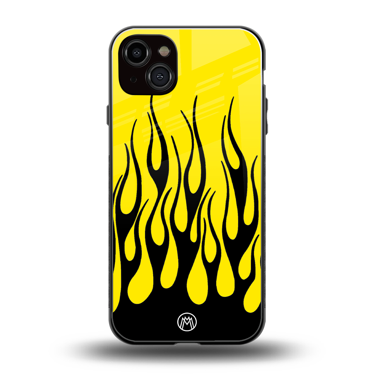 y2k black flames back phone cover | glass case for iphone 15 plus