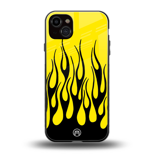 y2k black flames back phone cover | glass case for iphone 15 plus