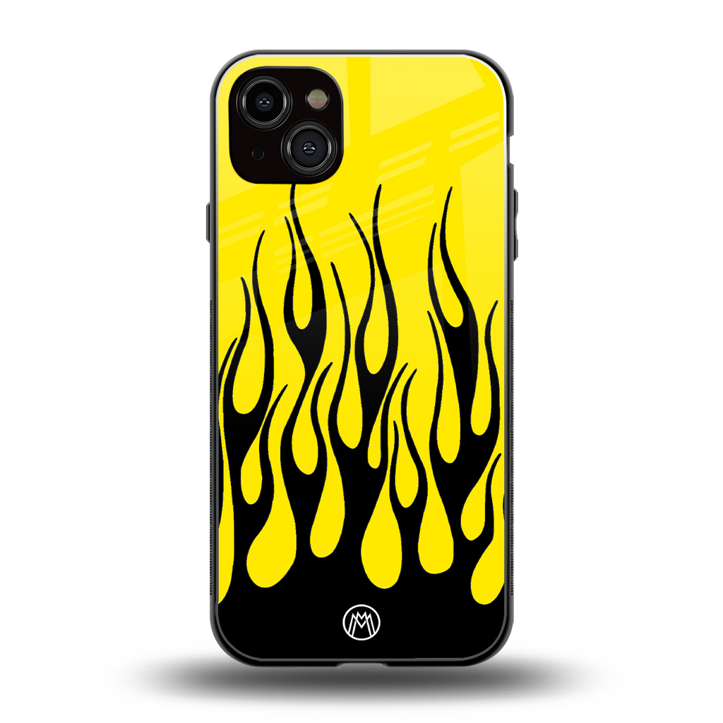 y2k black flames back phone cover | glass case for iphone 14 plus
