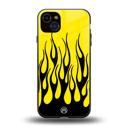 y2k black flames back phone cover | glass case for iphone 14 plus