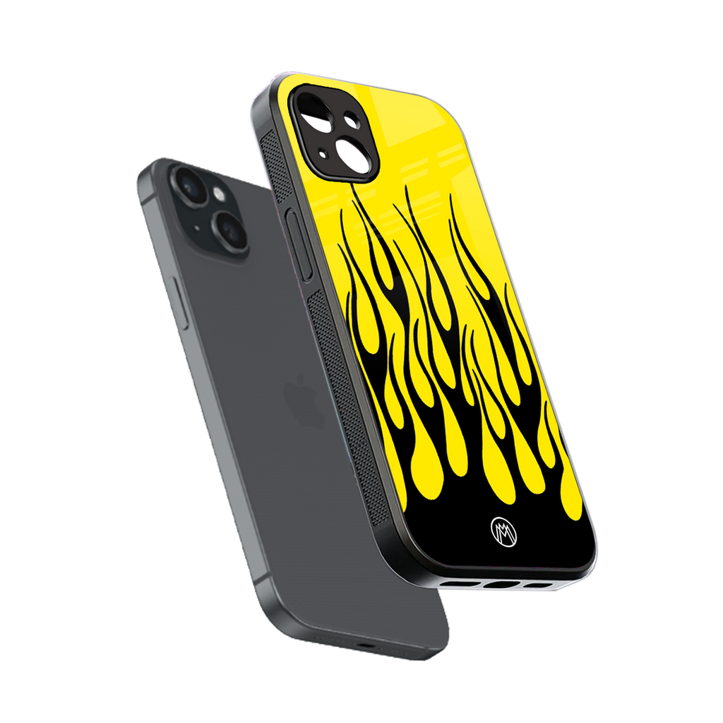 y2k black flames back phone cover | glass case for iphone 15 plus