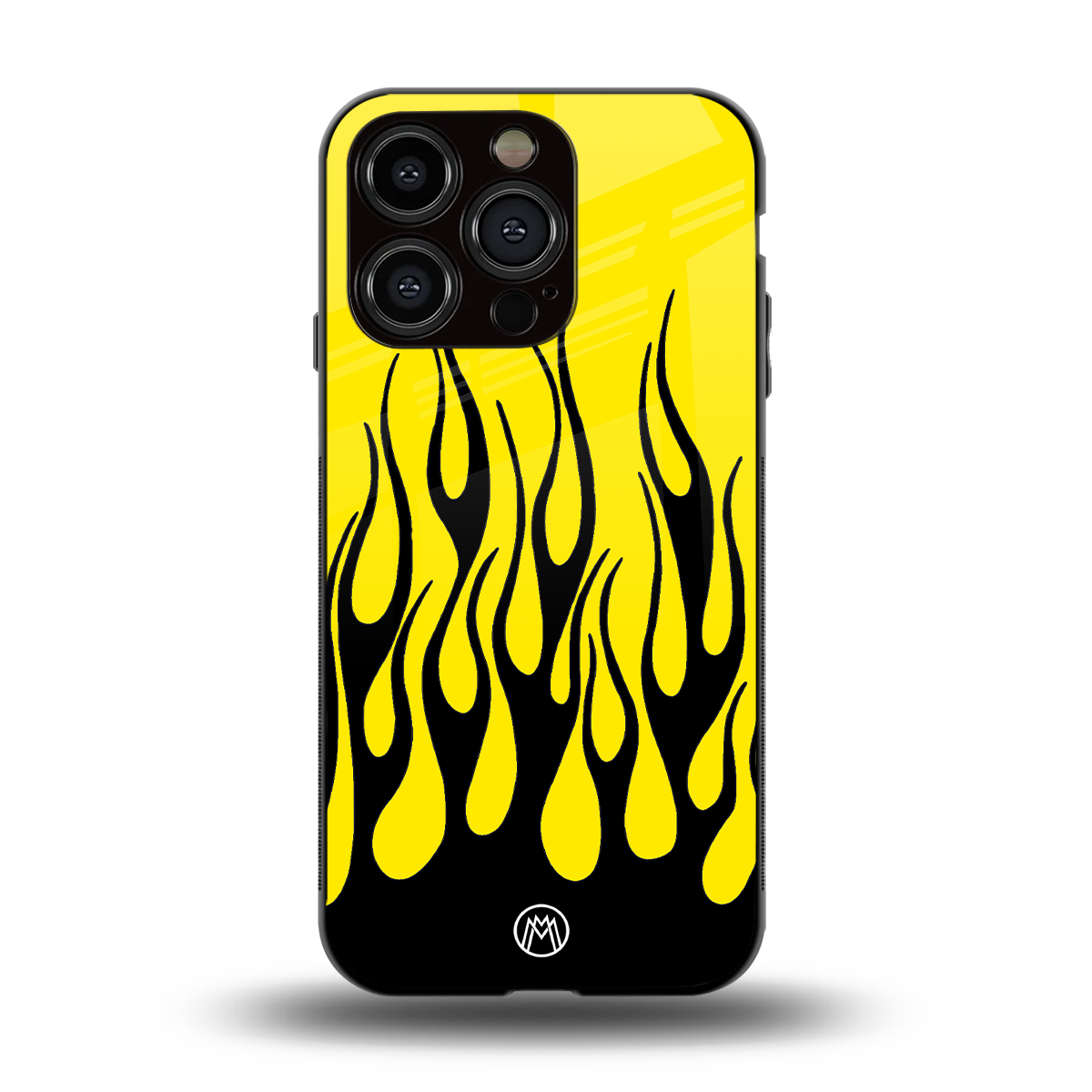 y2k black flames back phone cover | glass case for iphone 15 pro