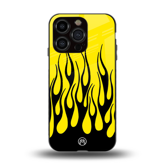 y2k black flames back phone cover | glass case for iphone 14 pro