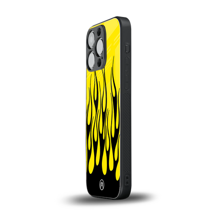 y2k black flames back phone cover | glass case for iphone 15 pro