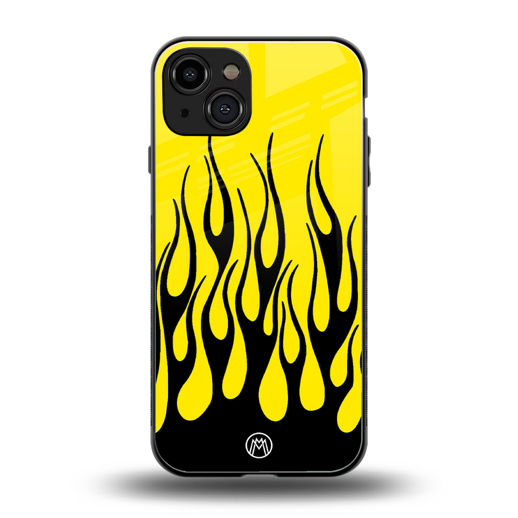 y2k black flames back phone cover | glass case for iphone 15