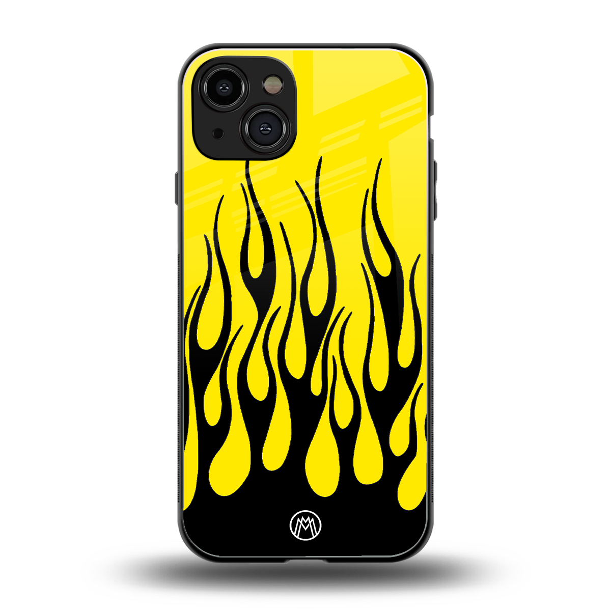 y2k black flames back phone cover | glass case for iphone 15