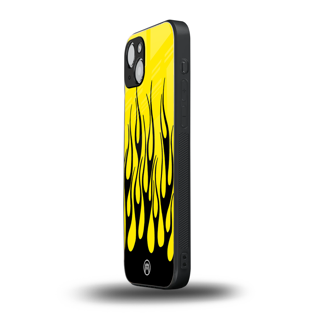 y2k black flames back phone cover | glass case for iphone 15