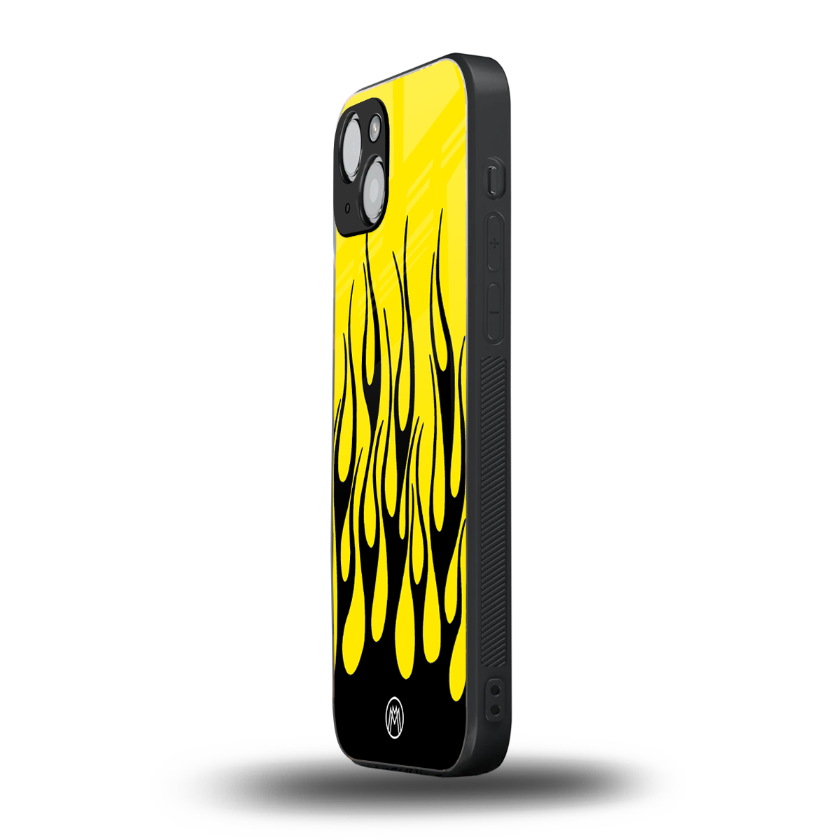 y2k black flames back phone cover | glass case for iphone 15