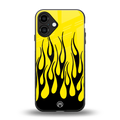 y2k black flames back phone cover | glass case for iphone 16 plus
