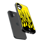 y2k black flames back phone cover | glass case for iphone 16 plus