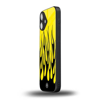 y2k black flames back phone cover | glass case for iphone 16 plus