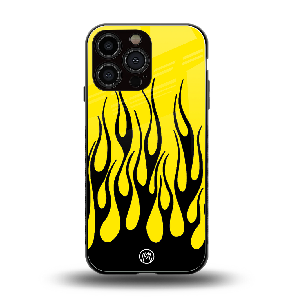 y2k black flames back phone cover | glass case for iphone 16 pro max