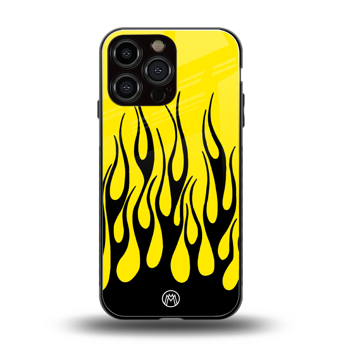 y2k black flames back phone cover | glass case for iphone 16 pro max