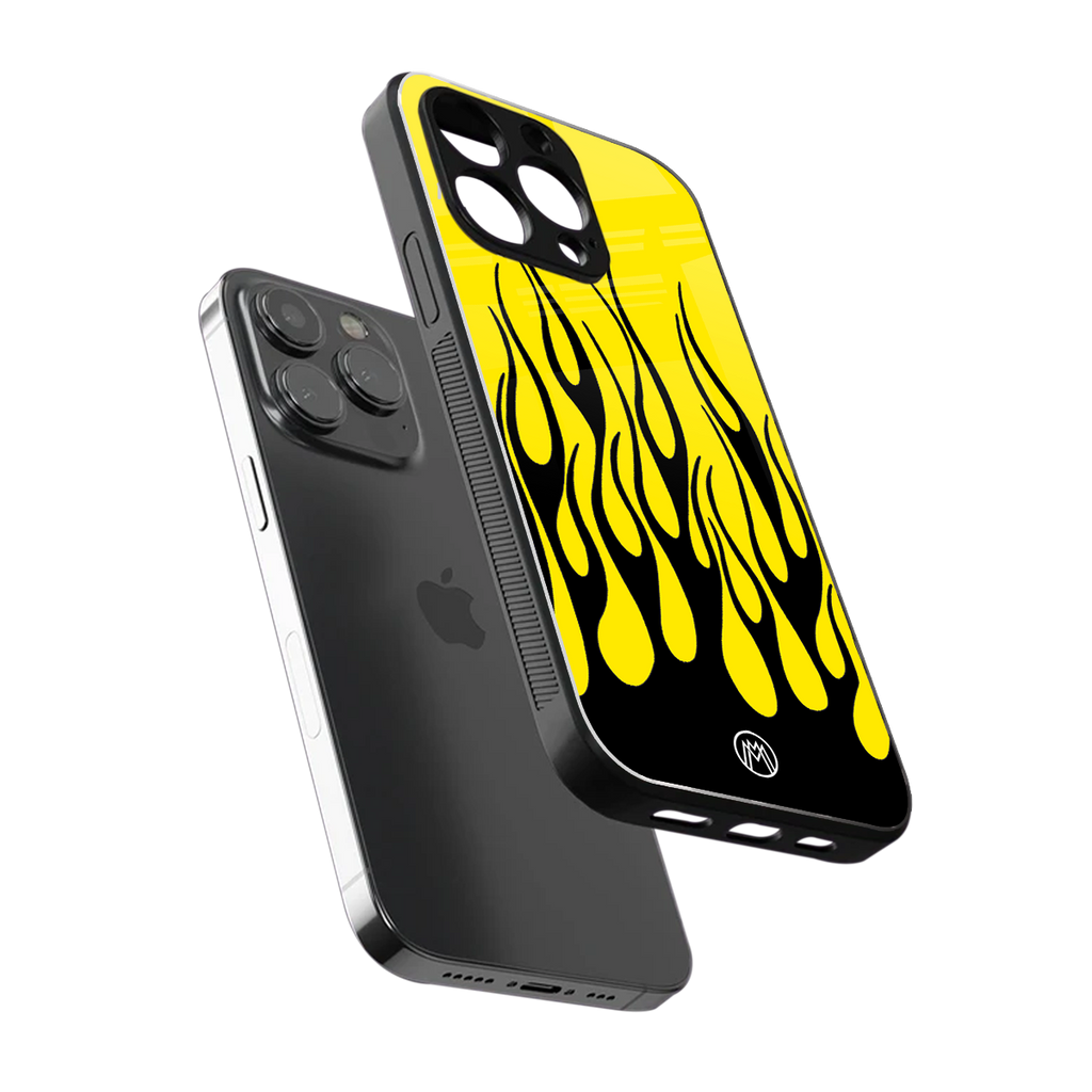 y2k black flames back phone cover | glass case for iphone 16 pro max