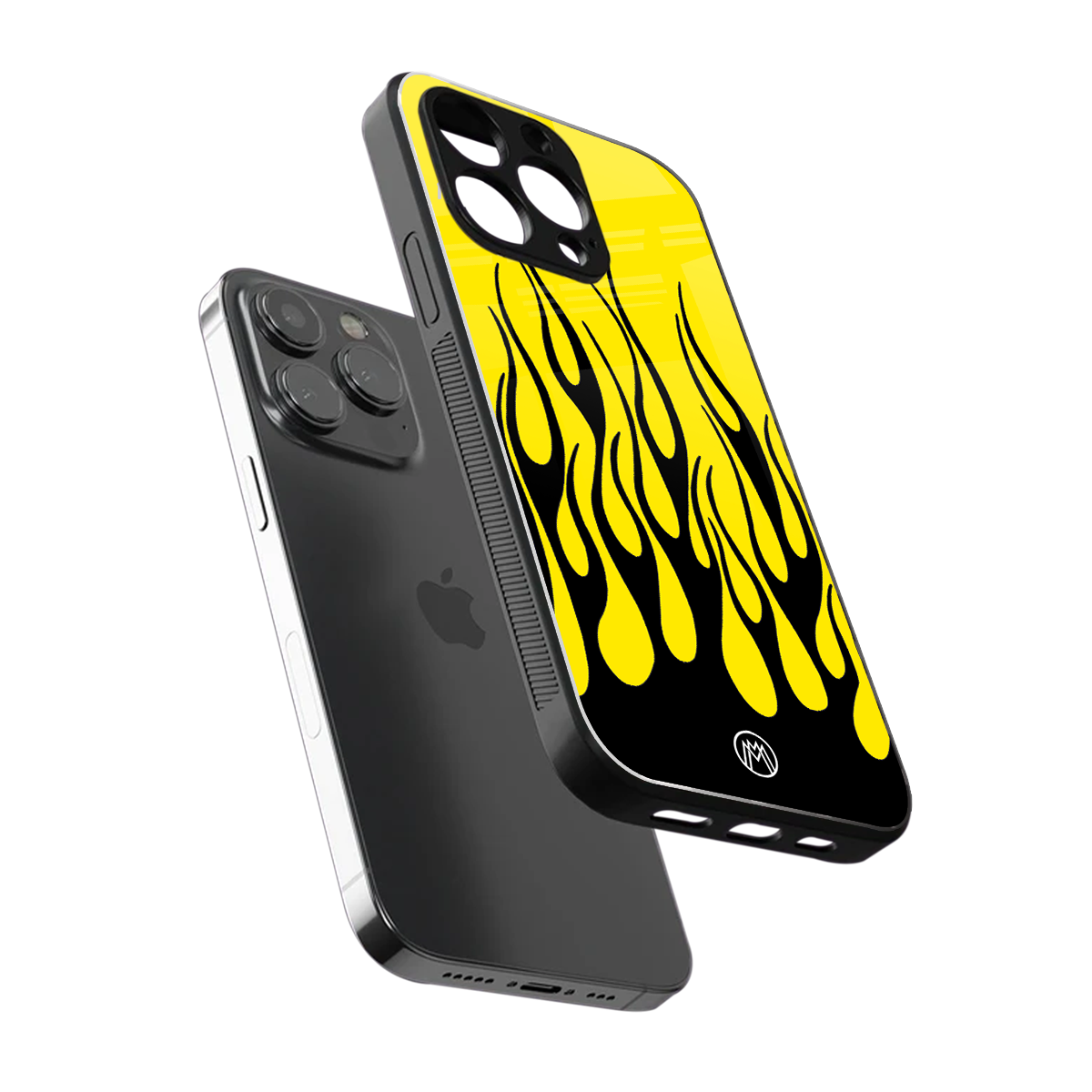 y2k black flames back phone cover | glass case for iphone 16 pro max