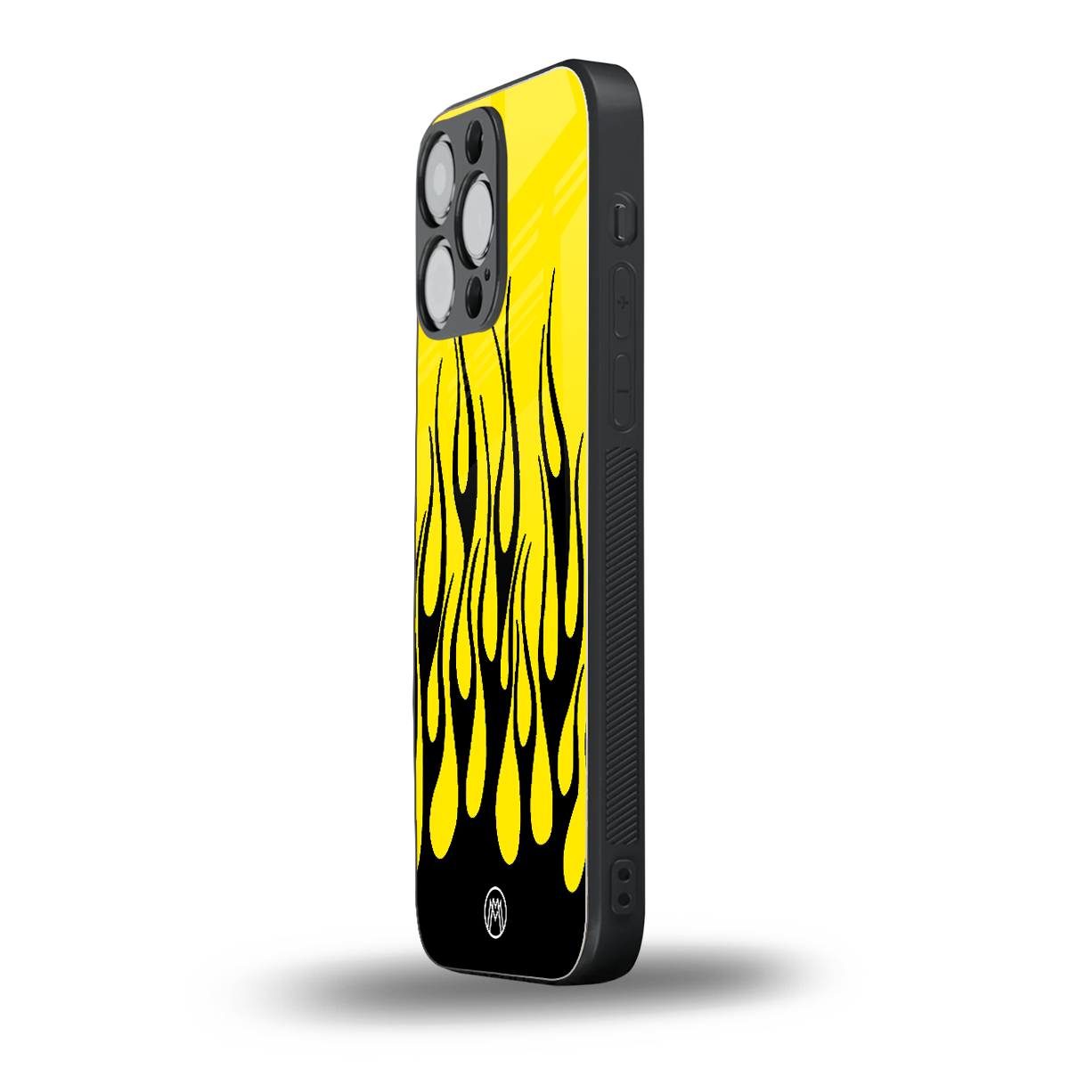 y2k black flames back phone cover | glass case for iphone 16 pro max