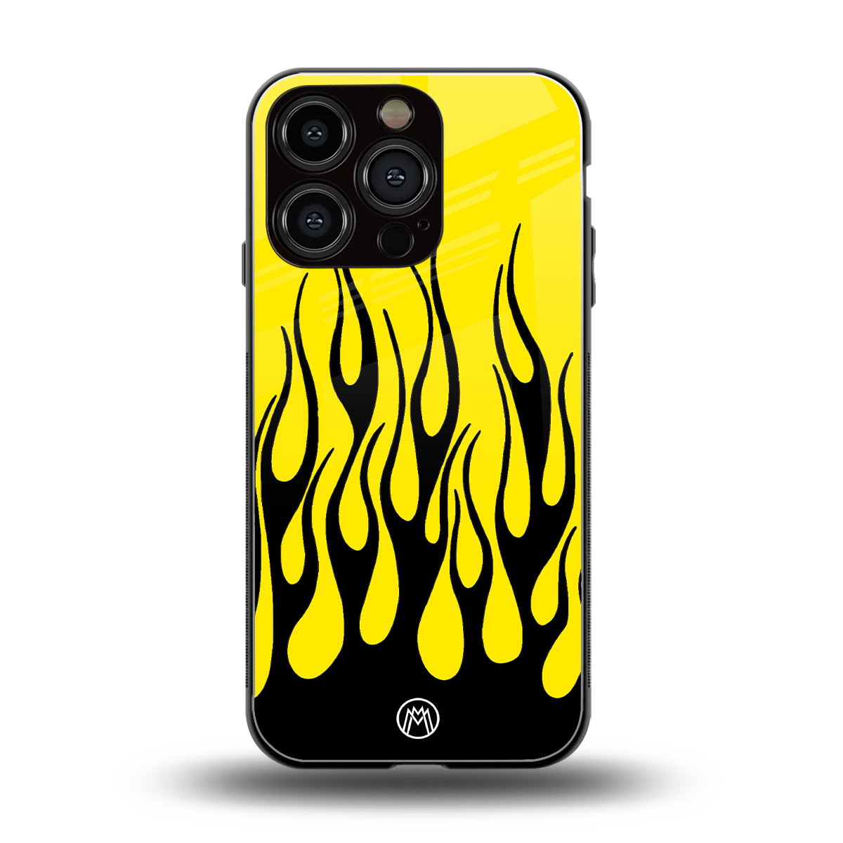 y2k black flames back phone cover | glass case for iphone 16 pro