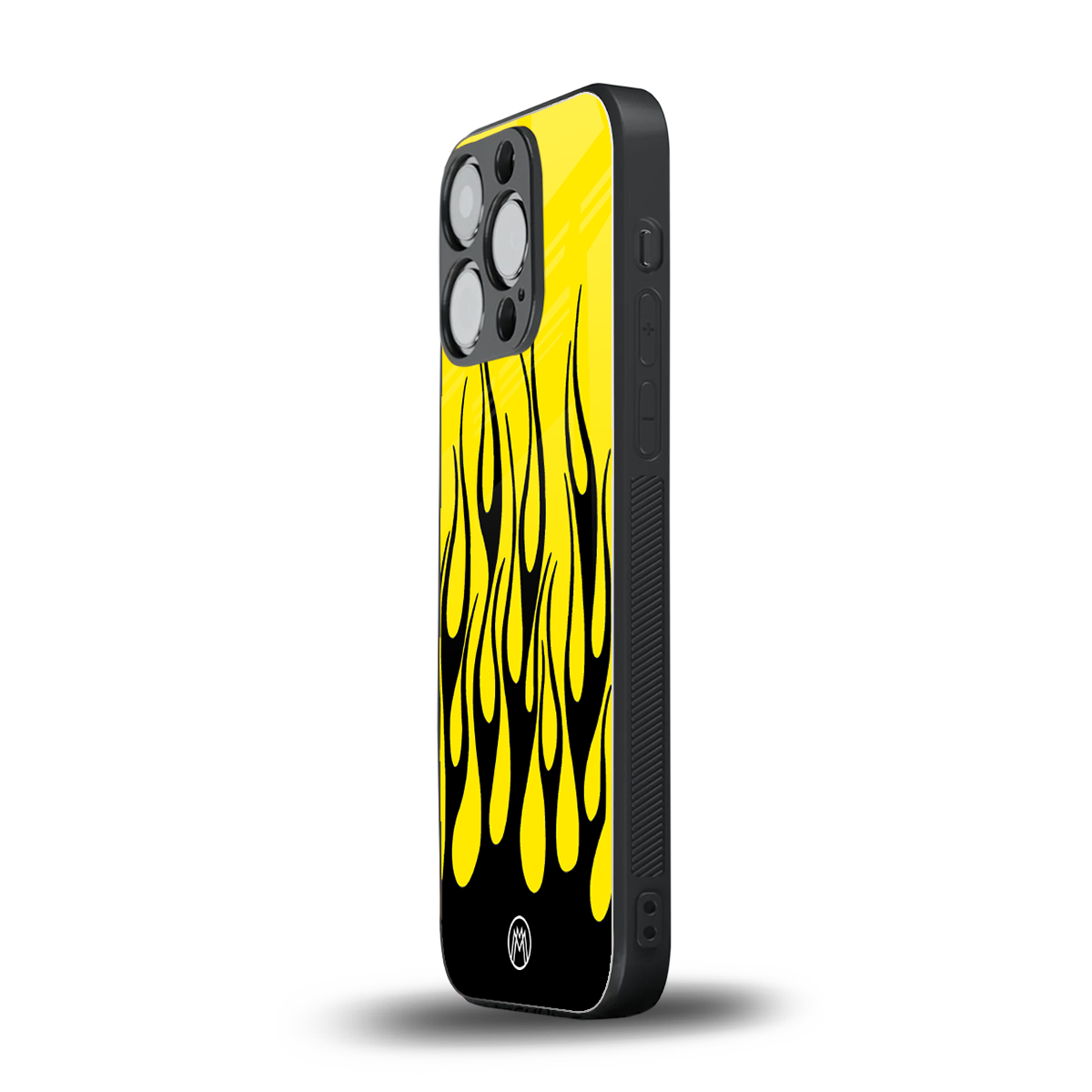 y2k black flames back phone cover | glass case for iphone 16 pro