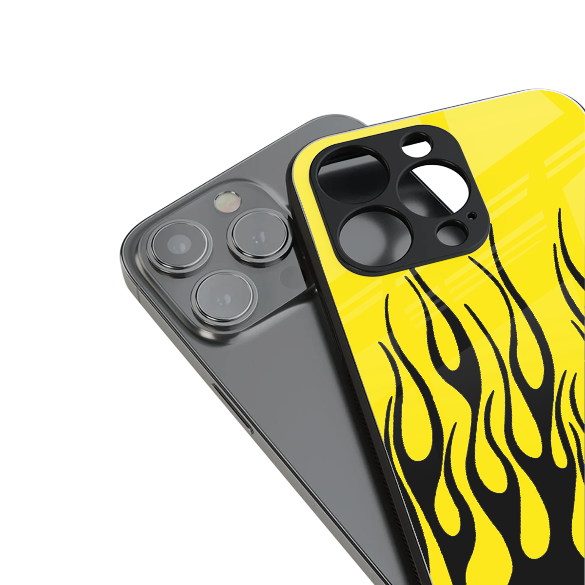 y2k black flames back phone cover | glass case for iphone 14 pro max