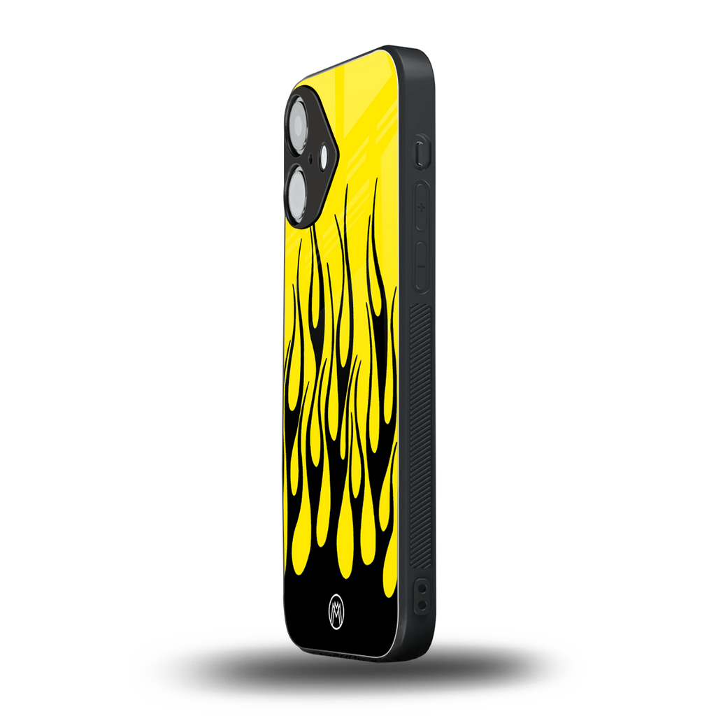 y2k black flames back phone cover | glass case for iphone 16