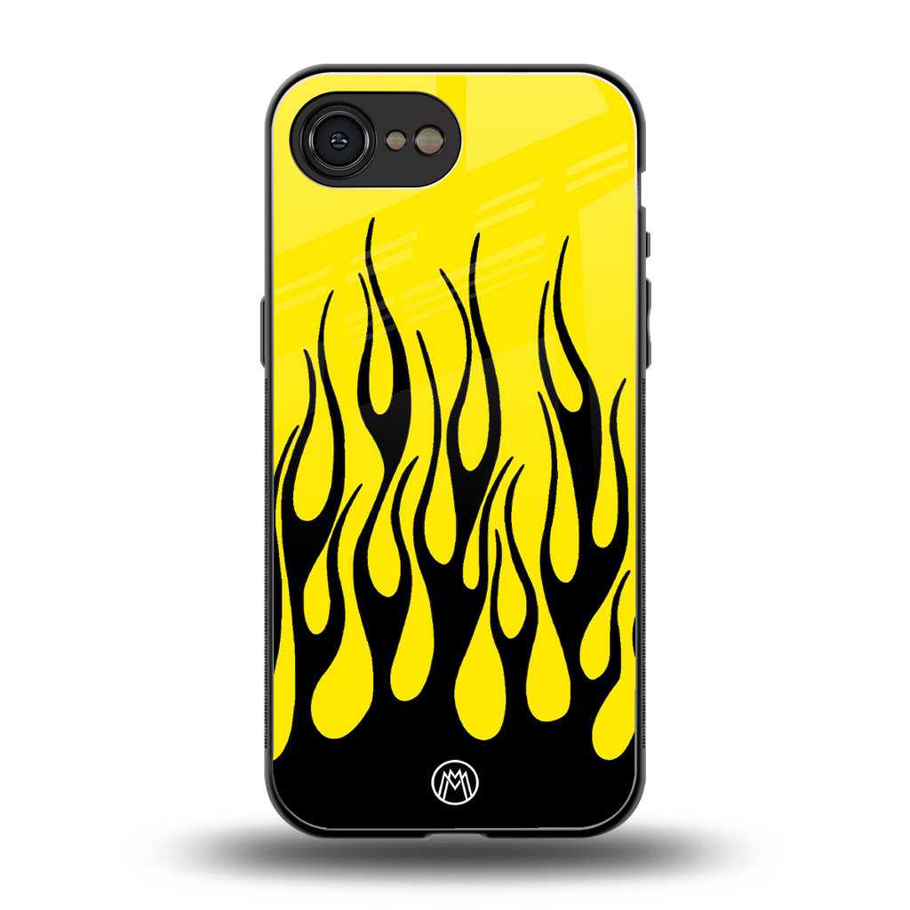 y2k black flames back phone cover | glass case for iphone 16e