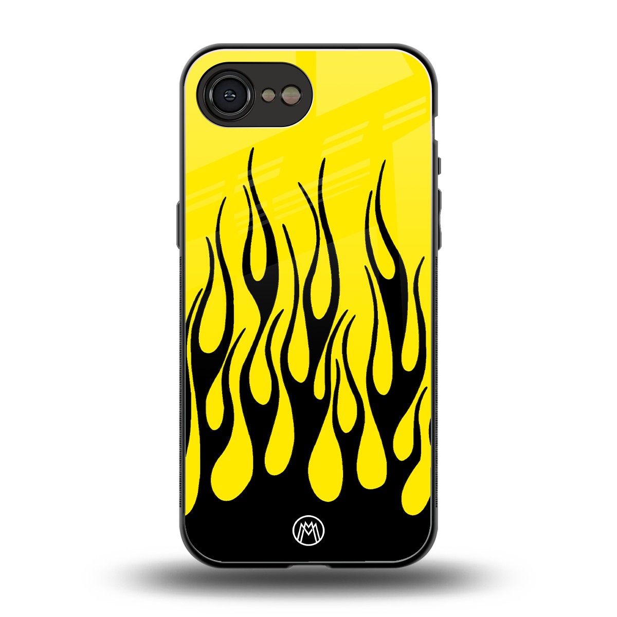 y2k black flames back phone cover | glass case for iphone 16e