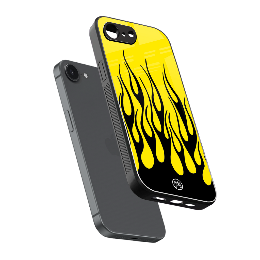 y2k black flames back phone cover | glass case for iphone 16e