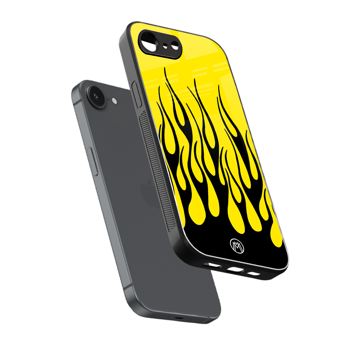 y2k black flames back phone cover | glass case for iphone 16e