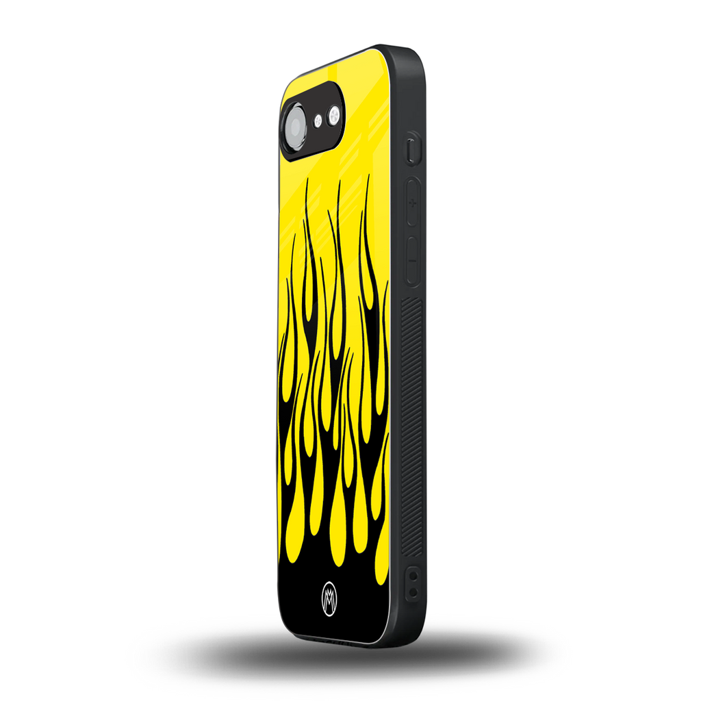 y2k black flames back phone cover | glass case for iphone 16e