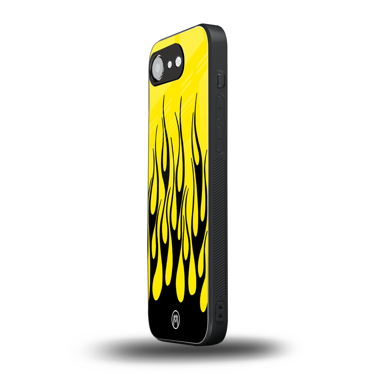 y2k black flames back phone cover | glass case for iphone 16e