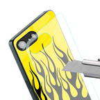 y2k black flames back phone cover | glass case for iphone 16e
