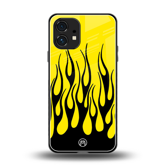 y2k black flames back phone cover | glass case for nothing phone 1