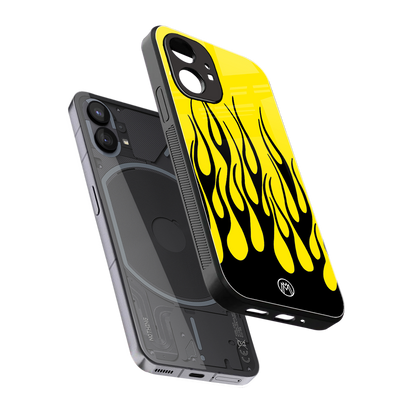 y2k black flames back phone cover | glass case for nothing phone 1