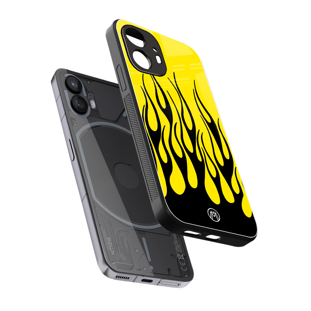 y2k black flames back phone cover | glass case for nothing phone 2