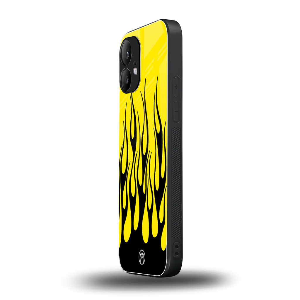 y2k black flames back phone cover | glass case for nothing phone 2