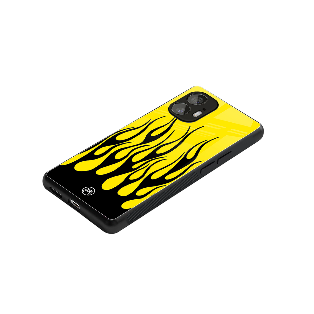 y2k black flames back phone cover | glass case for nothing phone 2