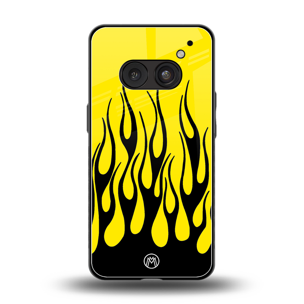 y2k black flames back phone cover | glass case for nothing phone 2a