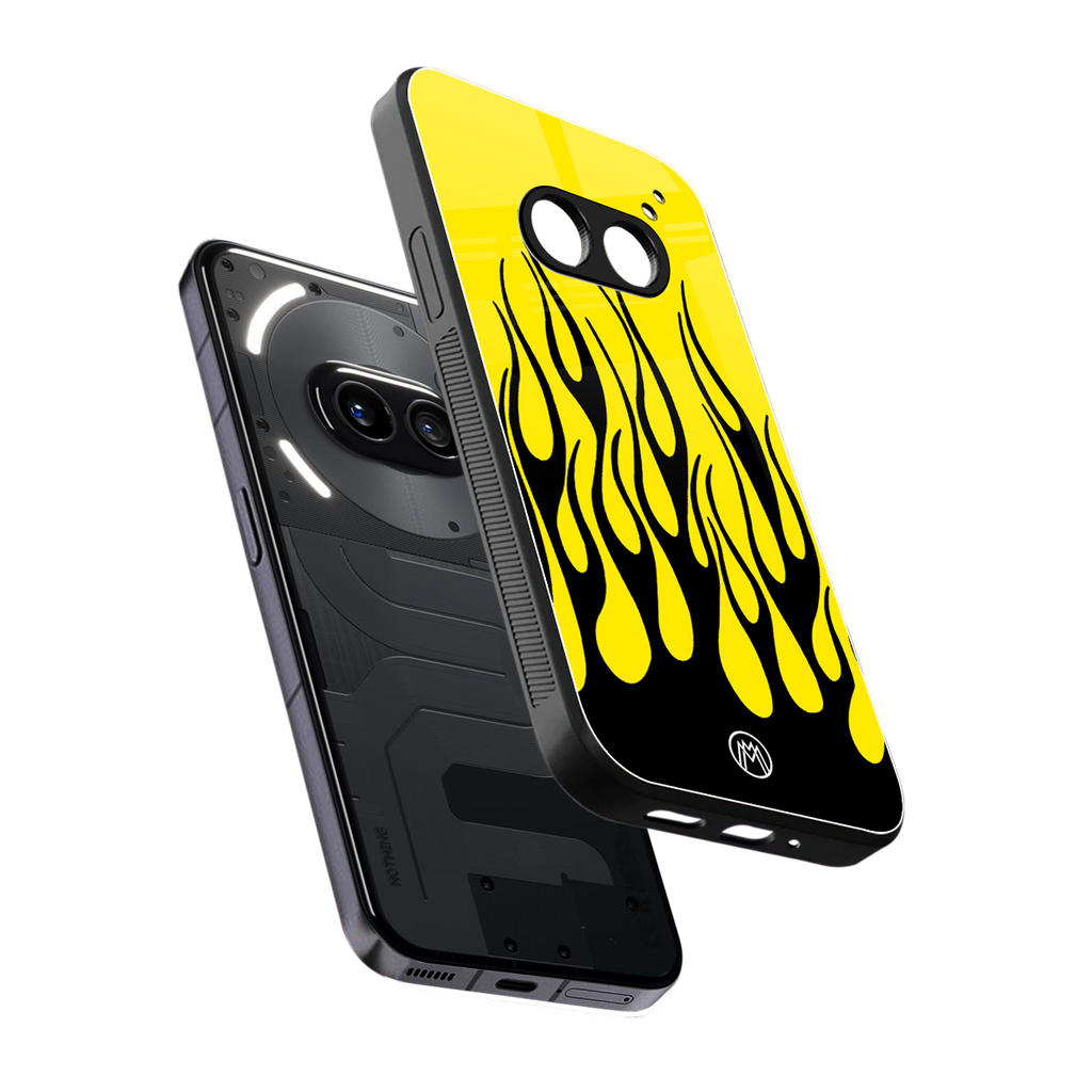 y2k black flames back phone cover | glass case for nothing phone 2a