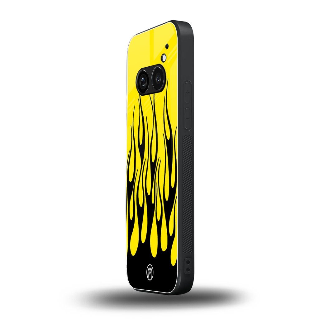 y2k black flames back phone cover | glass case for nothing phone 2a