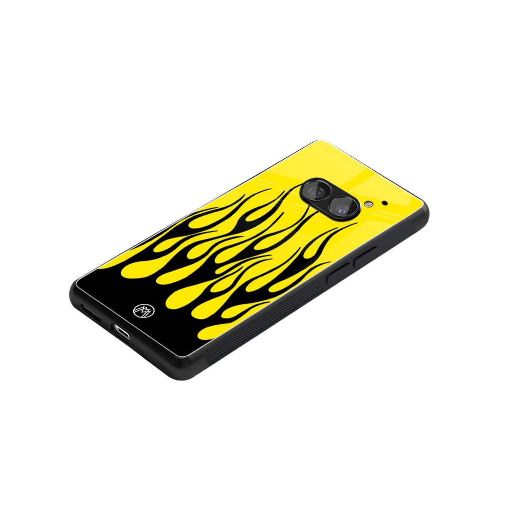 y2k black flames back phone cover | glass case for nothing phone 2a
