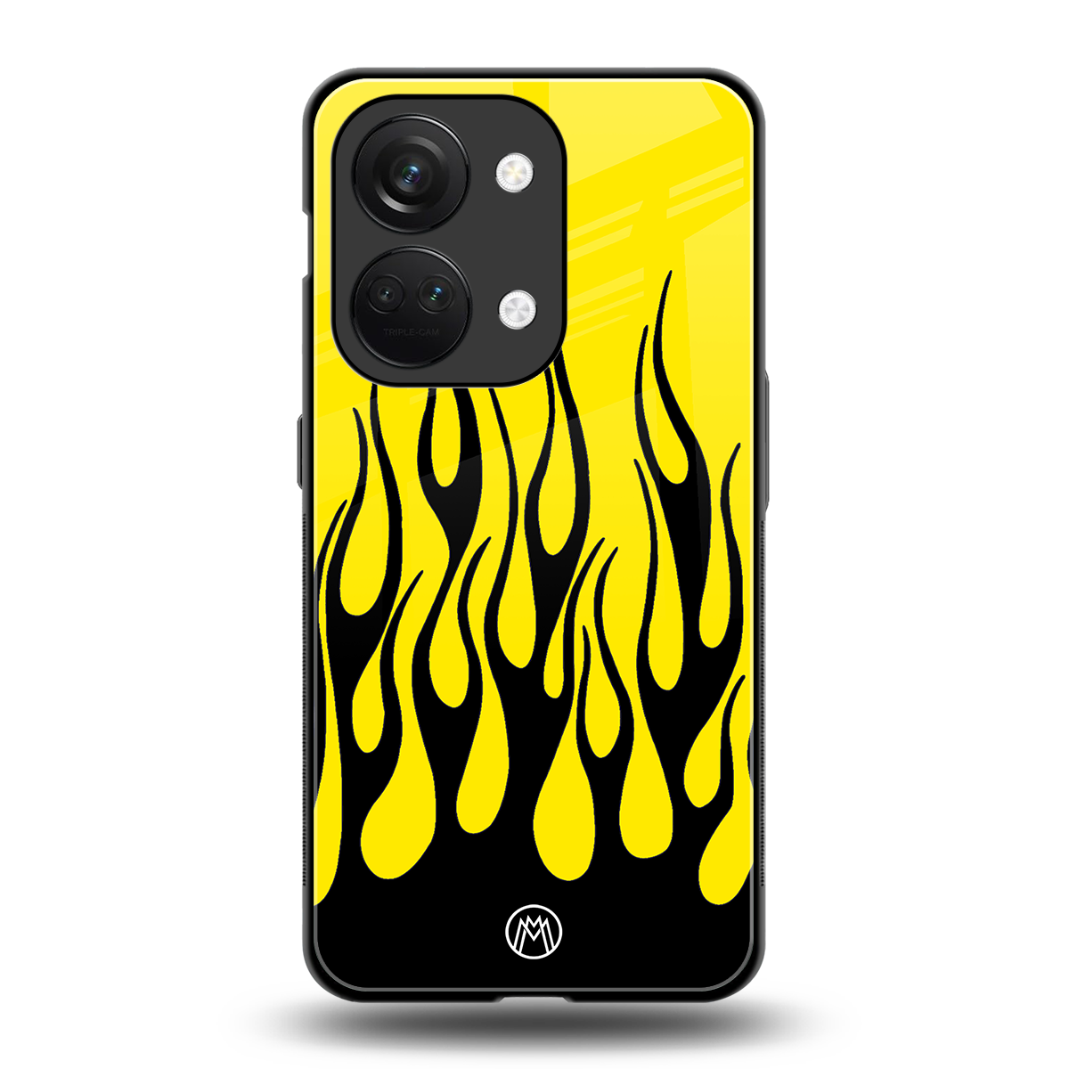 y2k black flames back phone cover | glass case for oneplus nord 3
